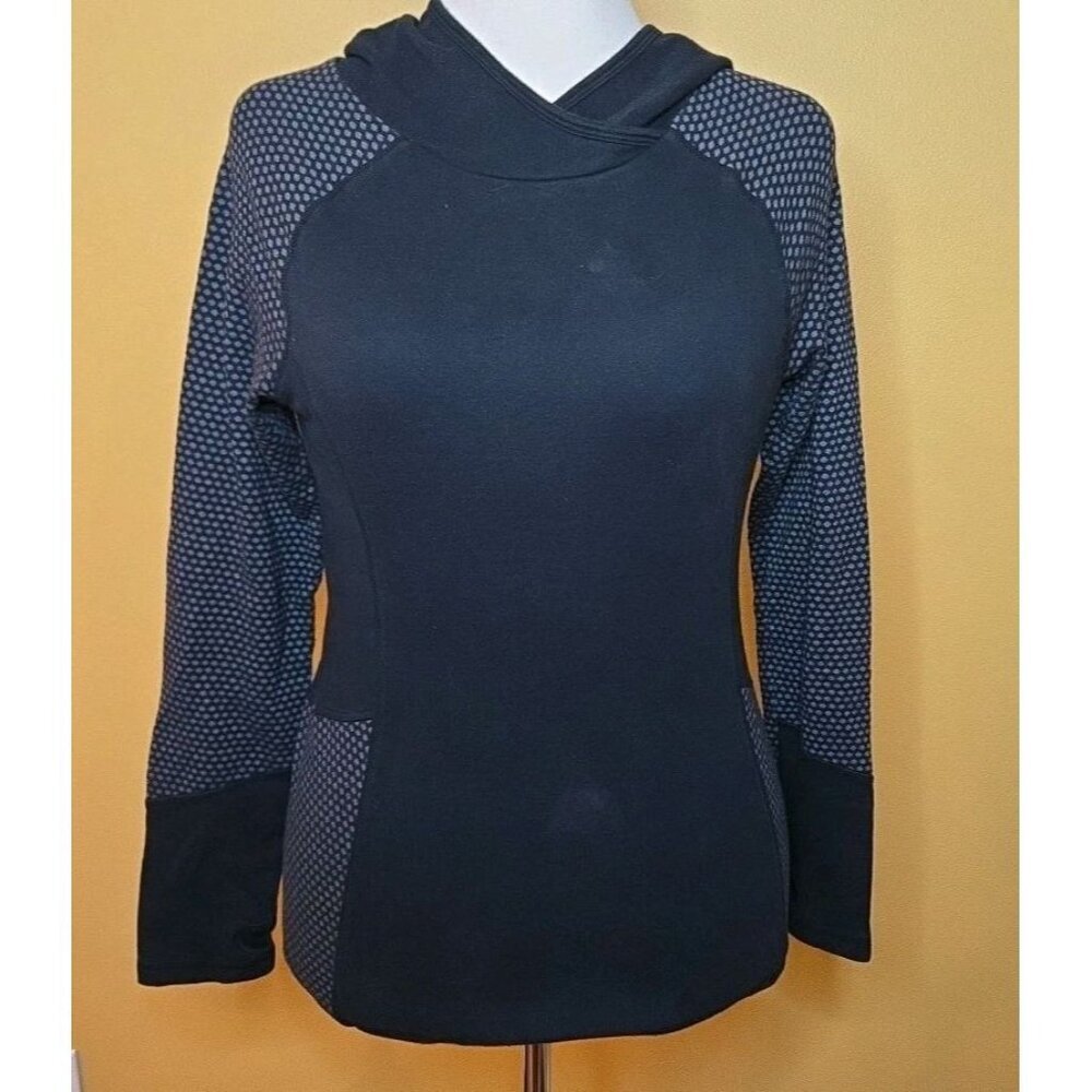 Eddie Bauer Womens Hoodie Sweatshirt Size Medium Black Polka‎ Dots Thumb Holes